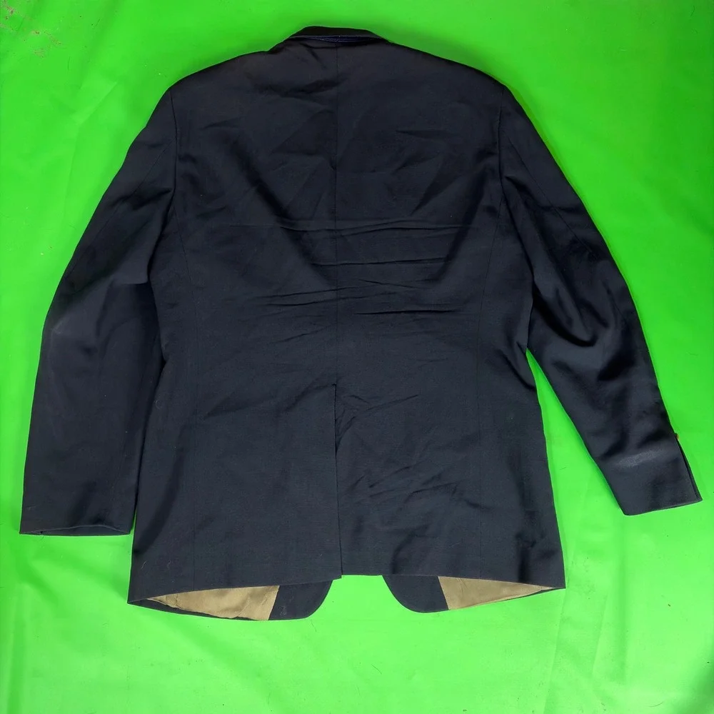 Evan-Picone Blazer Mens 42R Navy Blue 100% Wool Gold Buttons 2-Btn Sport Coat